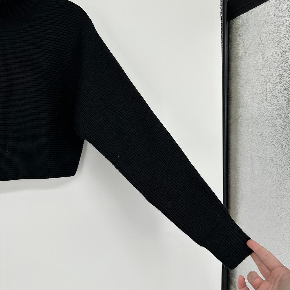 House of Harlow Black Cropped Ribbed Turtleneck Sweater Long Sleeve Womens Small - Picture 7 of 7